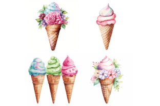 Prompt for Watercolor Ice-cream Clipart Illustration Généré par IA Par Milano Creative 2