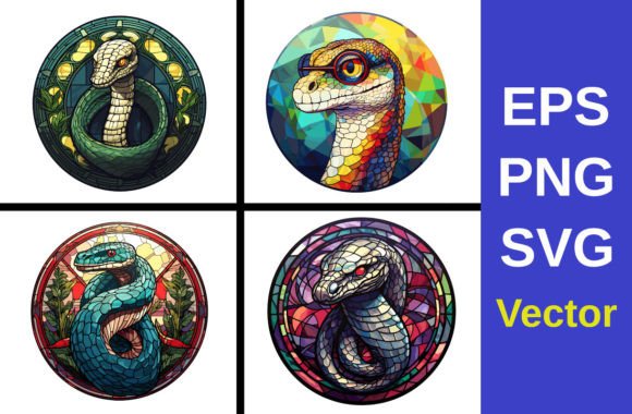 Snake Stained Glass Sublimation Clipart Gráfico Ilustraciones IA Por sumon758
