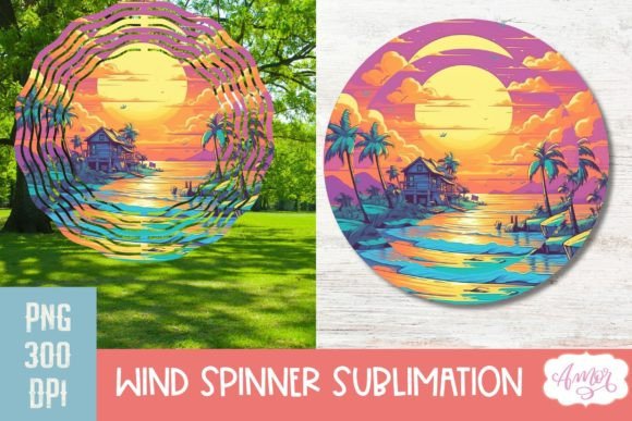 Summer Landscape Wind Spinner PNG Design Afbeelding AI transparante PNG's Door Amorclipart