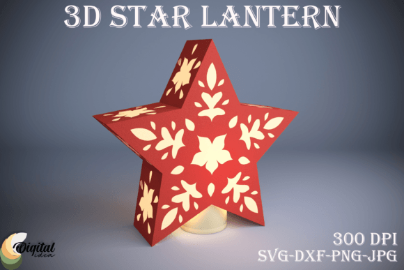 3D Star Lantern Paper Cut. Lantern 3D Grafik 3D SVG Von Digital Idea