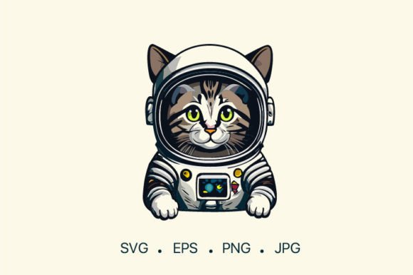 Cat Astronaut SVG Illustration Art Print Graphic Illustrations By Arifuls Graphic Kit