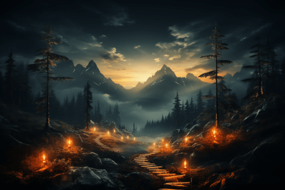 Epic Landscape Forest Water Graphic Illustrations By saydurf