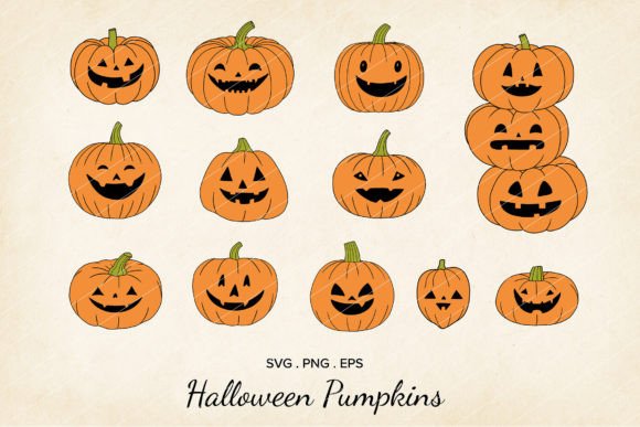 Halloween Jack O Lantern Vector Bundle Grafik Druckbare Illustrationen Von Paper Art Garden