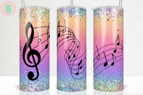 Pastel Music Note 20Oz Tumbler Wrap Png Graphic Crafts By Sunshine Design