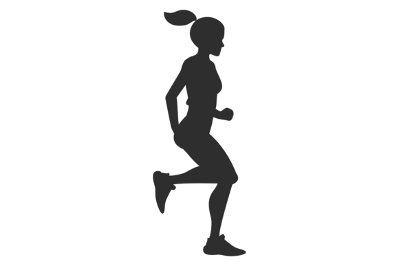 Running Girl Black Silhouette. Jogging E Grafika Ilustracje do Druku Przez onyxproj