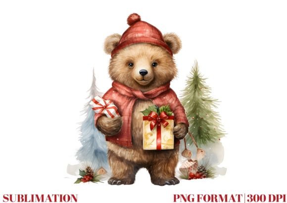 Watercolor Christmas Bear Graphic Illustrations By Mirawillson