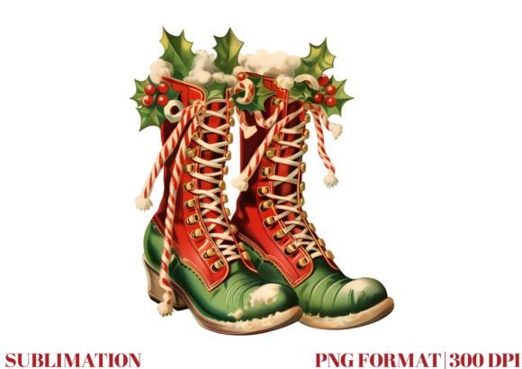 Watercolor Christmas Elf Boots Graphic Illustrations By Mirawillson