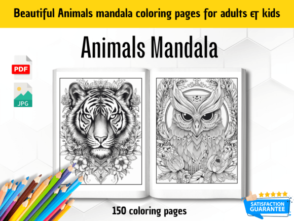 Animal Mandala Coloring Pages Graphic Print Templates By DigiWayArt