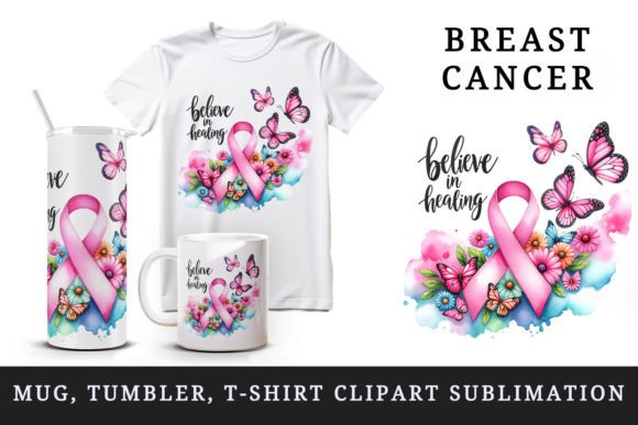 Breast Cancer Tumbler, Mug Wrap, Clipart Gráfico Manualidades Por Tati Design