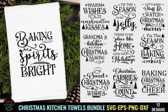 Christmas Kitchen Towel SVG Bundle Graphic Crafts By Happy Printables Club