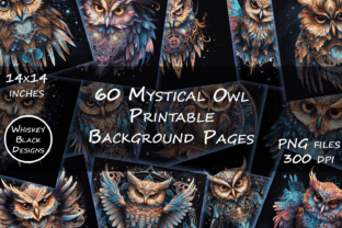 Mystic Cosmic Fantasy Owl Backgrounds Illustration Illustrations Imprimables Par Whiskey Black Designs 3