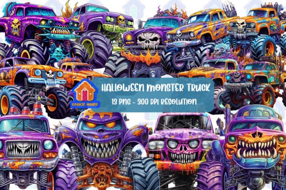Halloween Monster Truck Clipart PNG Graphic Illustrations By Kookie House
