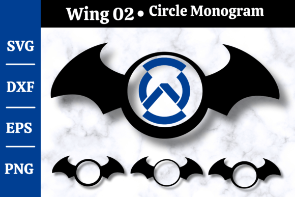 Winged Circle Monogram Frame SVG #02 Afbeelding Afdrukbare Illustraties Door momstercraft