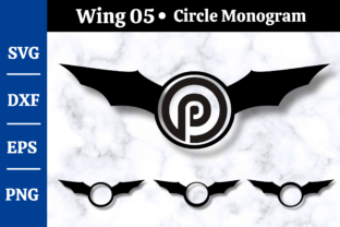 Winged Circle Monogram Frame SVG #05 Illustration Illustrations Imprimables Par momstercraft