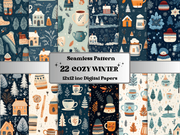 Cozy Winter Digital Pattern Paper Graphic Patterns By giraffecreativestudio