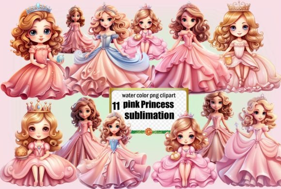 Pink Princess Clipart Bundle Graphic Illustrations By lazy cute cat