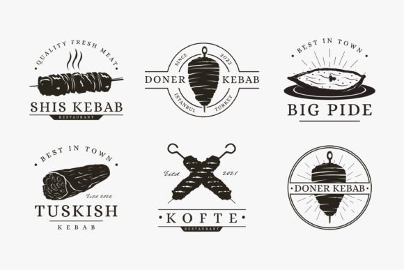 Set of Label Turkish Food Logo Gráfico Logos Por DOMHOUZE