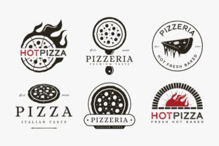 Set of Vintage Label Pizza Logo Illustration Logos Par DOMHOUZE