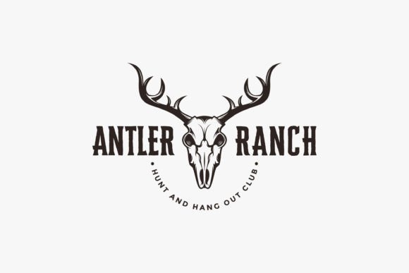 Vintage Skull of Deer, Antler Logo Grafika Logo Przez DOMHOUZE