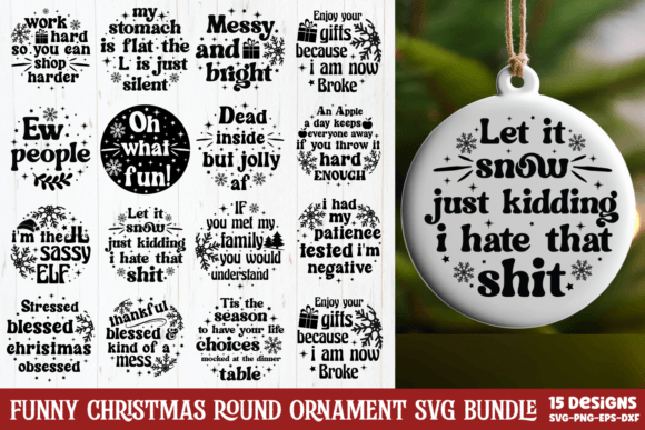 Funny Christmas Ornaments SVG Bundle Graphic Crafts By CraftArt
