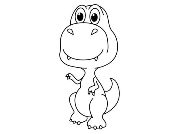 Funny Dino Cartoon for Coloring Book. Gráfico Páginas y libros de colorear para niños Por ningsihagustin426