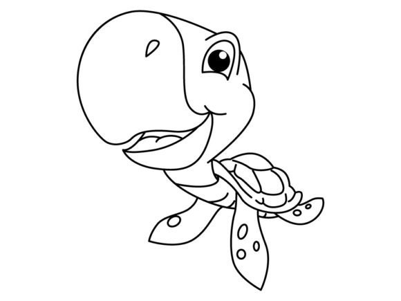 Funny Turtle Cartoon for Coloring Book. Graphic Coloring Pages & Books Kids By ningsihagustin426