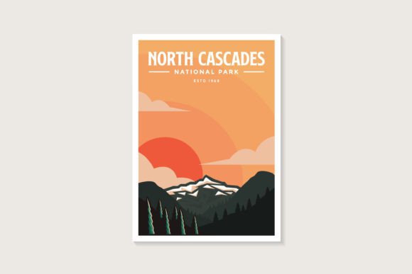 North Cascades National Park Poster Grafik Logos Von DOMHOUZE