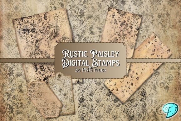 Rustic Paisley Digital Stamps Distressed Graphic Backgrounds By Emily Designs