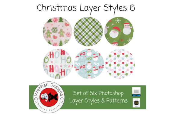 Christmas Layer Styles 6 for Photoshop Illustration Layer Styles Par Wetfish Designs