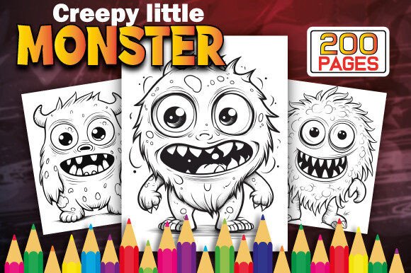 Cute Monsters Coloring Coloring Pages Grafica Pagine e libri da colorare per adulti Di A F Smart Store