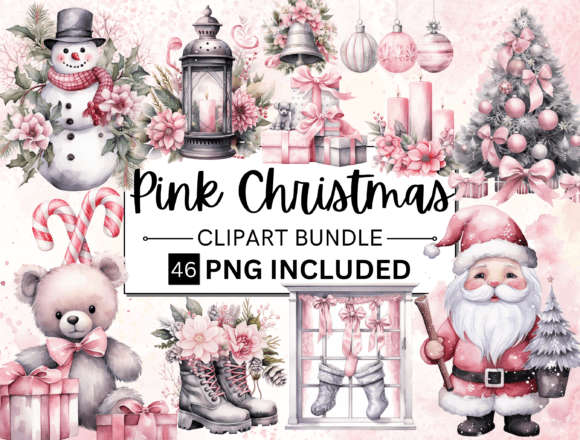 Pink Tis the Season Christmas Bundle PNG Graphic AI Illustrations By DigiDreamWorld