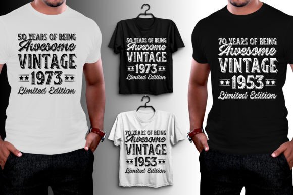 Vintage Birthday T-Shirt Design Grafica Design di T-shirt Di T-Shirt Design Bundle
