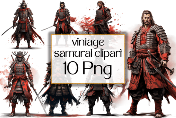 Vintage Samurai Clipart Graphic Illustrations By Digital Xpress