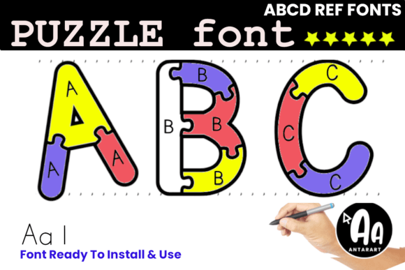 Alphabet Letters Puzzles Display Font By AntarArt