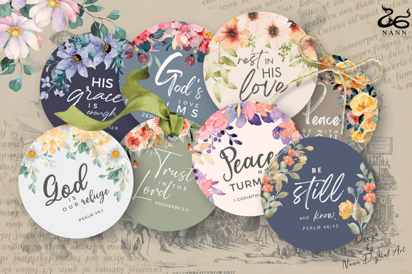 Bible Verses Circle Images Set#1 Graphic Print Templates By Nann Digital Art