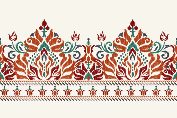 Damask Ikat Floral Pattern Graphic Patterns By anchalee.thaweeboon