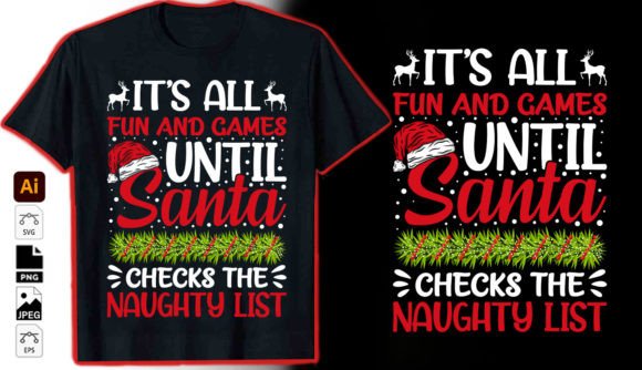 It's All Fun and Games Christmas Tshirt Graphic T-shirt Designs By Uniqe tshirt design
