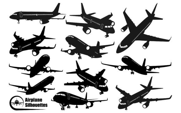 Airplane or Aircraft Silhouettes Vector Gráfico Ilustraciones Imprimibles Por adopik