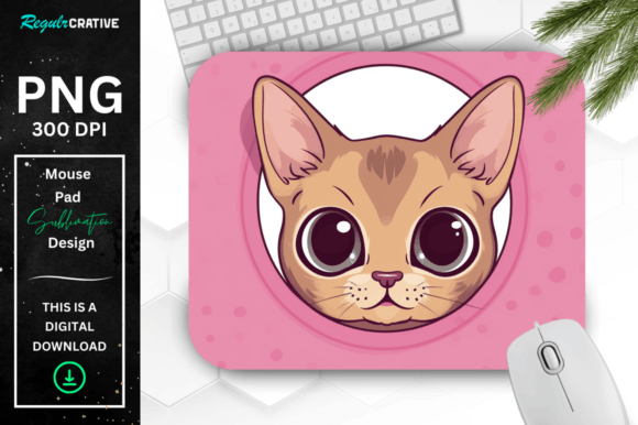 Kawaii Peeking Abyssinian Cat Mouse Pad Gráfico Ilustraciones Imprimibles Por Regulrcrative