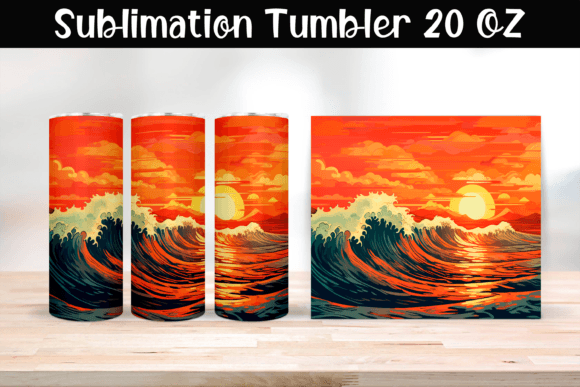 Waves Sublimation Tumbler Wrap 20 Oz Gráfico Gráficos IA Por ananastya