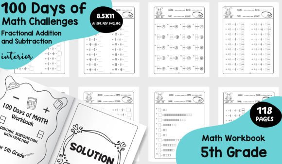 100 Days of Math Challenges Graphic 5th grade By Math Store