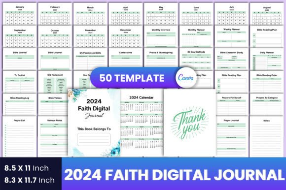 2024 Faith Digital Journal Canva Graphic KDP Interiors By munjixpro
