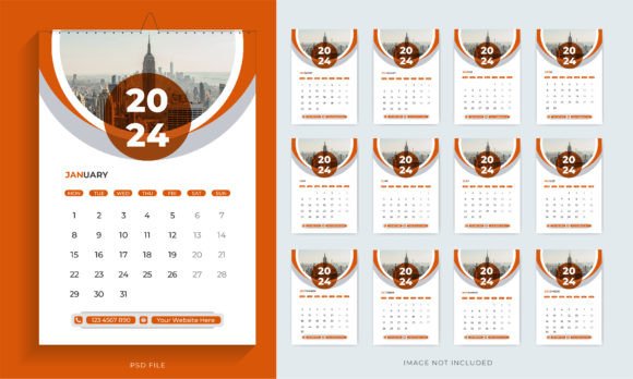 2024 Calendar Design Graphic Print Templates By kamrangd19