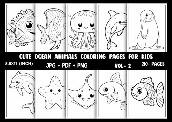 210+ Cute Ocean Animals Coloring Pages Graphic Coloring Pages & Books Kids By BOO. DeSiGns