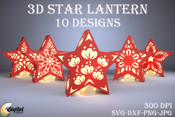 3D Star Lanterns Bundle. PaperСut Design Graphic 3D SVG By Digital Idea