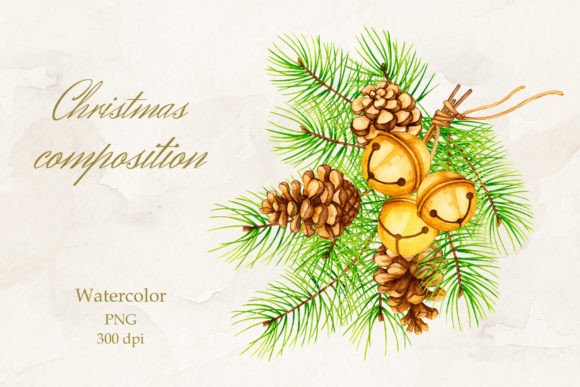 Christmas Composition. Watercolor. PNG Graphic Illustrations By Watercolor_by_Alyona