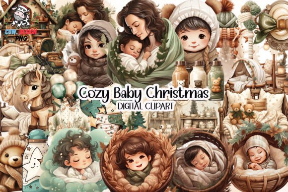 Cozy Baby Christmas Sublimation Clipart Graphic Illustrations By COW.design