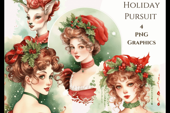 Holiday Pursuit - Chrsitmas Graphics Grafik Druckbare Illustrationen Von More Paper Than Shoes