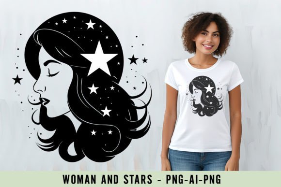 Woman and Stars Gráfico Diseños de Camisetas Por Cool Worker