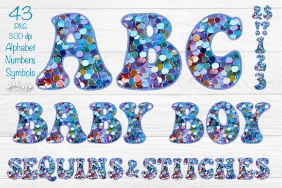 Baby Alphabet PNG Boy Glitter Letters Grafik Plotterdateien Von Createya Design